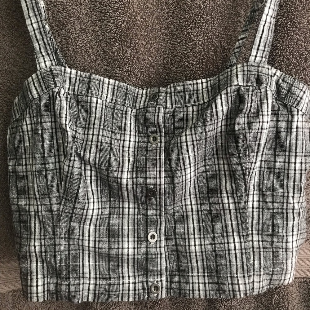 Plaid, Fitted, Button up Crop Top